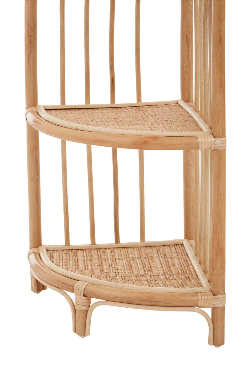 Three Tier Natural Rattan Corner Shelf Unit | Mataram