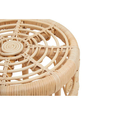 Natural Rattan Set of Two Nesting Tables with Tight Weave Top and Scrolled Base | Mataram