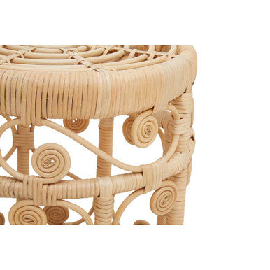 Natural Rattan Set of Two Nesting Tables with Tight Weave Top and Scrolled Base | Mataram