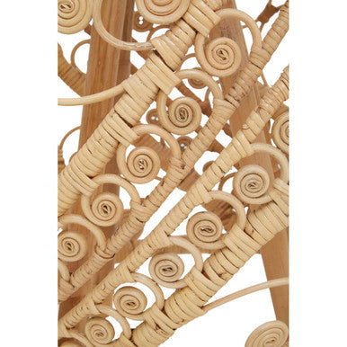 Large Natural Rattan Side Table with Tight Weave and Scrolled Detail | Mataram