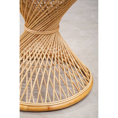 Natural Rattan Side Table with Twisted Base and Tight Weave Top | Mataram