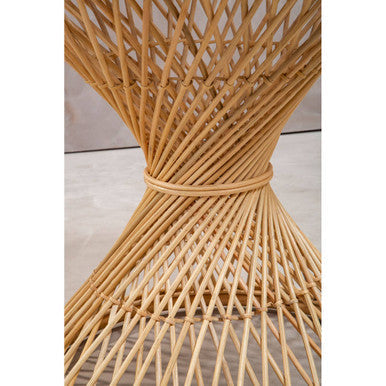 Natural Rattan Side Table with Twisted Base and Tight Weave Top | Mataram