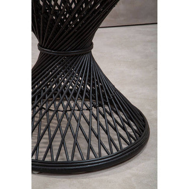 Black Rattan Side Table with Twisted Base and Tight Weave Top | Mataram