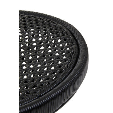 Black Rattan Side Table with Twisted Base and Tight Weave Top | Mataram