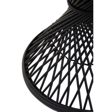 Black Rattan Side Table with Twisted Base and Tight Weave Top | Mataram
