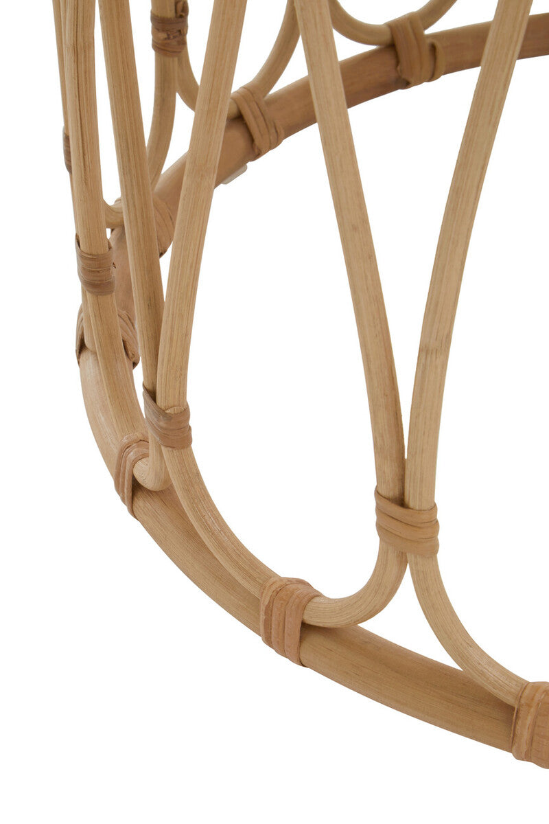 Natural Rattan Coffee Table with Open Weave Design and Webbing Round Top | Mataram