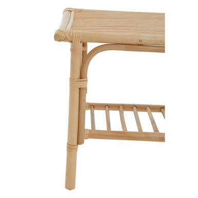 Natural Rattan Rectangular Coffee Table with Lower Storage Shelf | Mataram