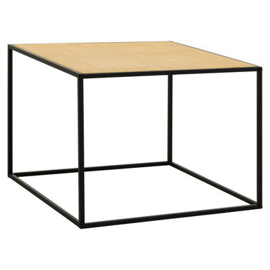 Natural Rattan Top and Black Metal Coffee Table | Depok
