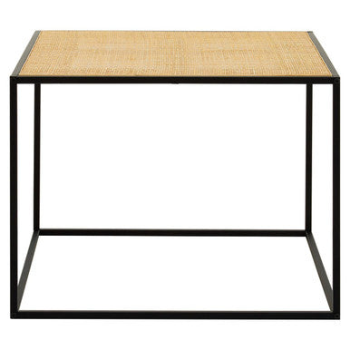 Natural Rattan Top and Black Metal Coffee Table | Depok