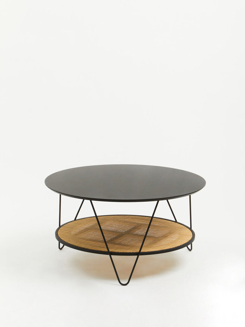 Black Wood Top Coffee Table with Metal Hairpin Legs | Depok