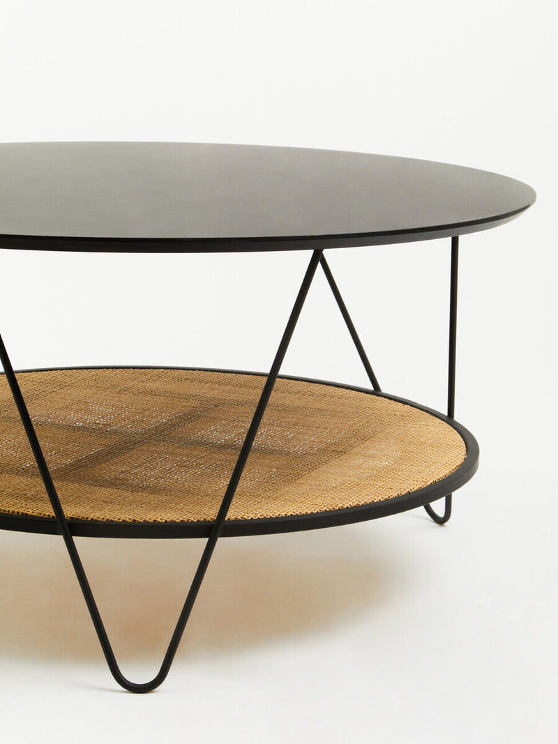 Black Wood Top Coffee Table with Metal Hairpin Legs | Depok