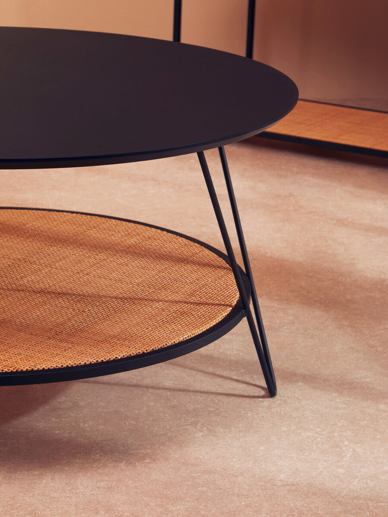Black Wood Top Coffee Table with Metal Hairpin Legs | Depok