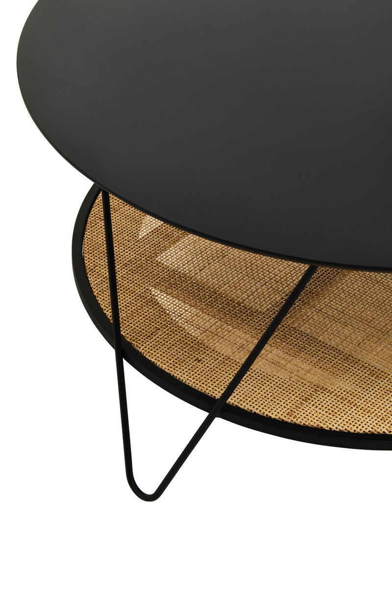 Black Wood Top Coffee Table with Metal Hairpin Legs | Depok