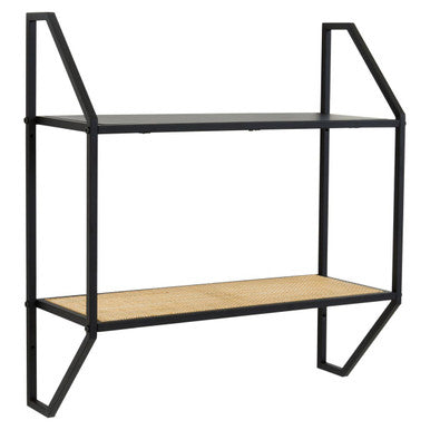 Two Tier Rattan and Metal Wall Shelf | Depok