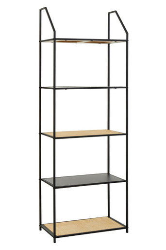 Rattan and Metal Five Tier Shelf Unit | Depok