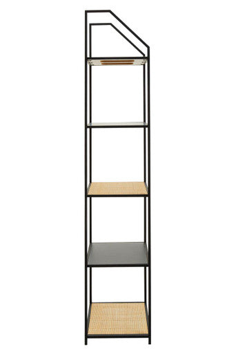 Rattan and Metal Five Tier Shelf Unit | Depok