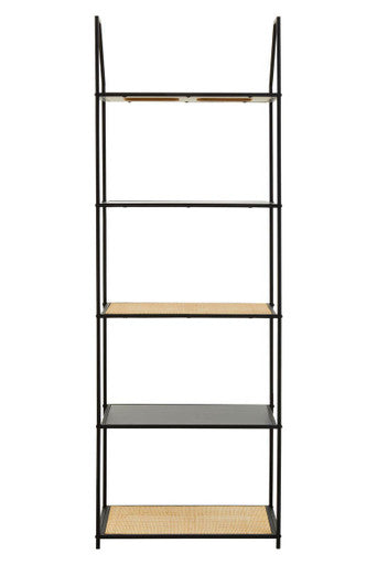 Rattan and Metal Five Tier Shelf Unit | Depok