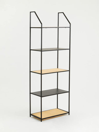 Rattan and Metal Five Tier Shelf Unit | Depok