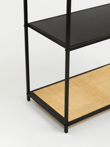 Rattan and Metal Five Tier Shelf Unit | Depok