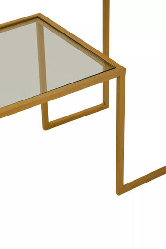 Clear Glass Top and Gold Finish Frame Console Table | Avento