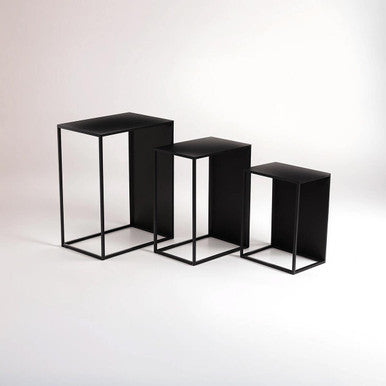 Set of 3 Black Iron Rectangular Nesting Tables | Avento