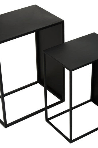 Set of 3 Black Iron Rectangular Nesting Tables | Avento