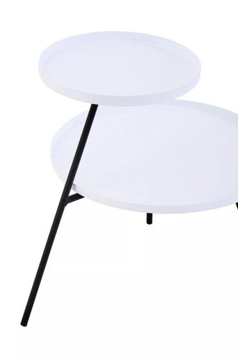 White Iron Tray Top and Black Iron Legs 2 Tie Side Table | Trosa