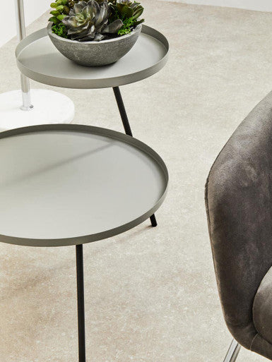 Grey Iron Tray Top and Black Iron Legs 2 Shelf Side Table | Trosa