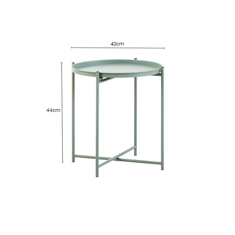 Green Iron Round Side Table with Slender Metal Legs | Trosa