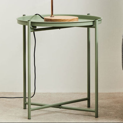 Green Iron Round Side Table with Slender Metal Legs | Trosa