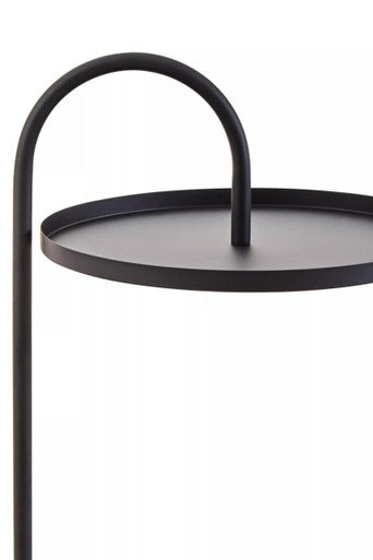 Black Round Top Side Table with Black Finish Iron Hanging Frame | Trosa