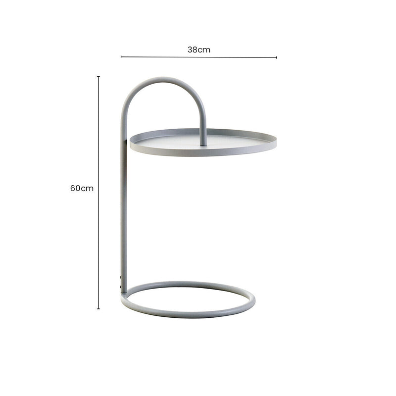 Grey Round Top Side Table with Grey Finish Iron Hanging Frame | Trosa