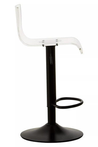 Clear Acrylic Seat Bar Stool with Black Base | Baina
