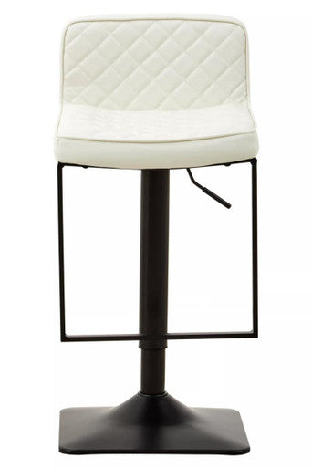 White Leather Effect and Black Base Bar Chair | Baina
