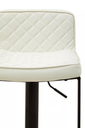 White Leather Effect and Black Base Bar Chair | Baina