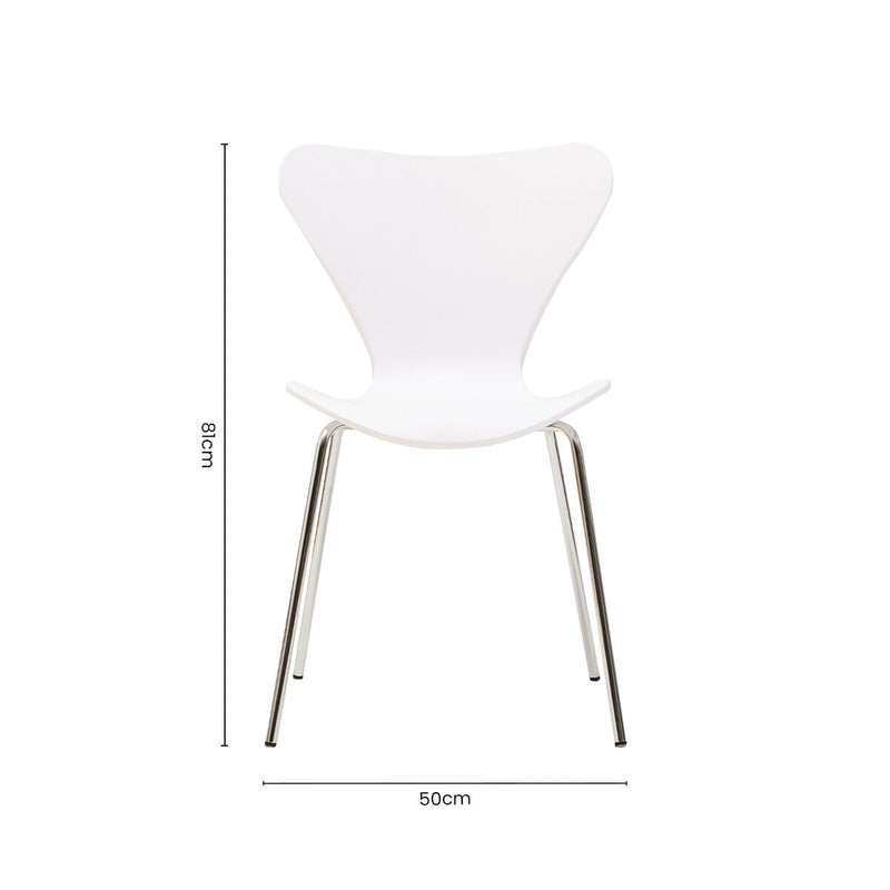 White Seat and Silver Chrome Legs Dining Chair | Laila