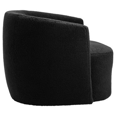 Black Boucle Effect Curved Lounge Chair with Swivel Base | Montreal