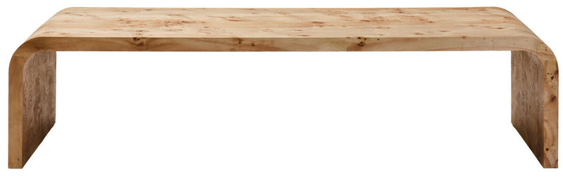 Natural Burl Wood Curved Coffee Table with Smooth Curved Edges | Mota