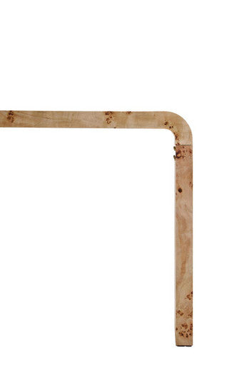 Natural Burl Wood Curved Console Table with Smooth Curved Edges | Mota
