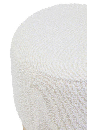 Burl Wood and Cream Boucle Round Stool | Mota