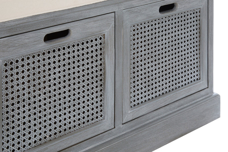 Grey Three Drawer Storage Bench with Cushion | Heritage