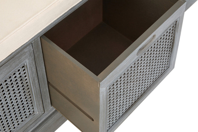 Grey Three Drawer Storage Bench with Cushion | Heritage
