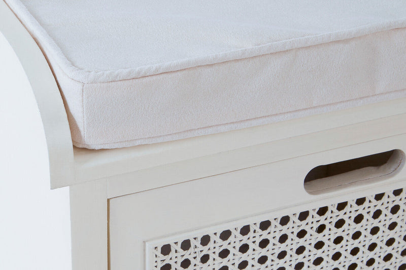 White Three Drawer Storage Bench with Cushion | Heritage