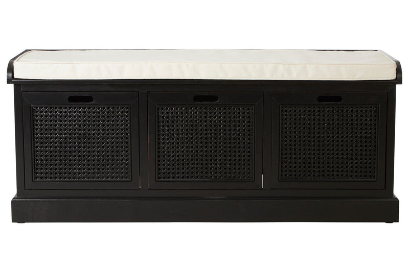 Black Three Drawer Storage Bench with Cushion | Heritage
