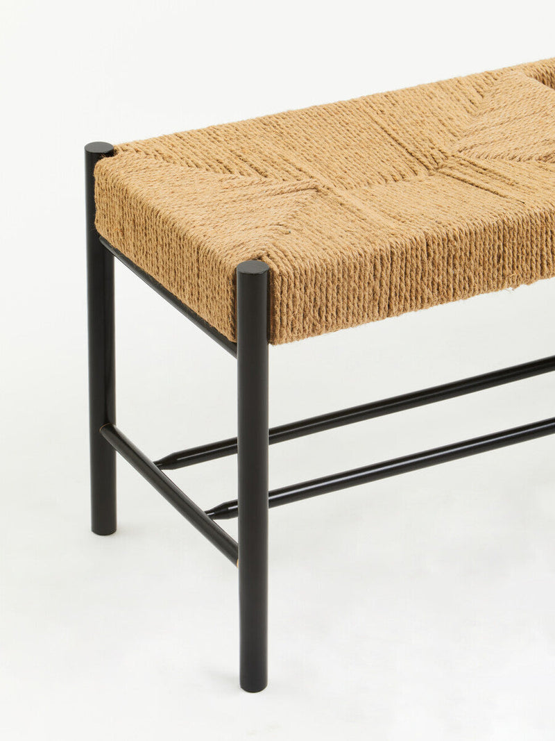 Natural Rope and Black Wood Large Bench | Bandar