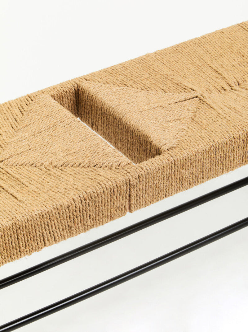 Natural Rope and Black Wood Large Bench | Bandar