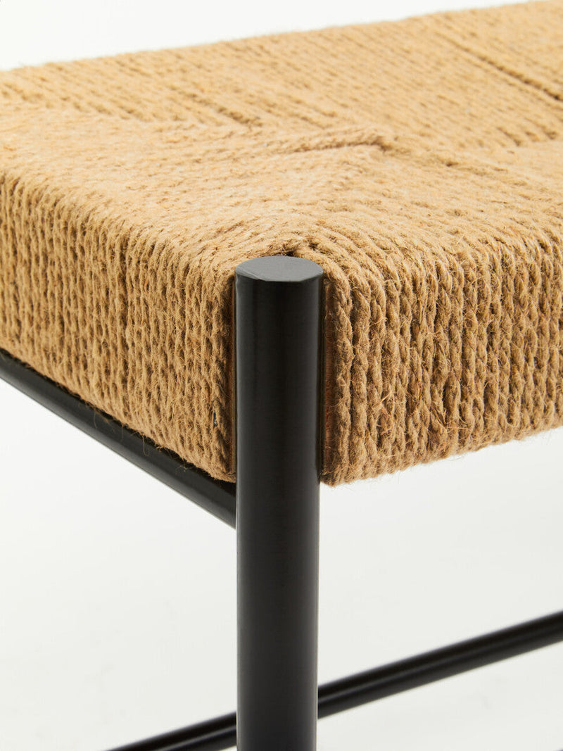 Natural Rope and Black Wood Large Bench | Bandar