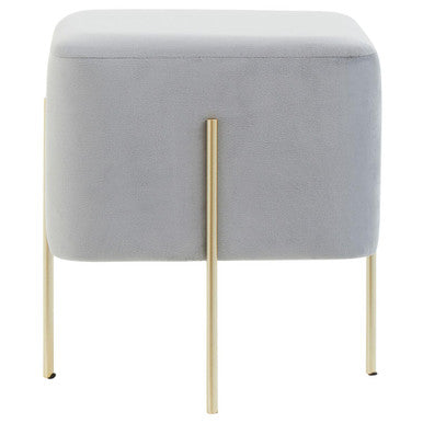 Square Grey Velvet Stool | Hayes