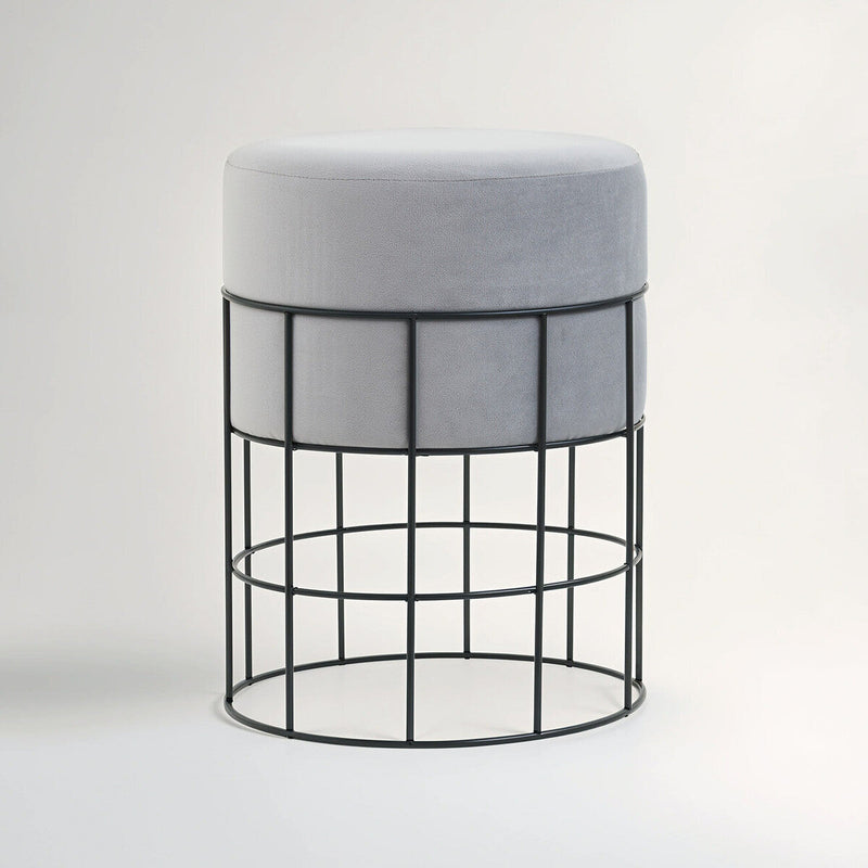 Cage Frame Velvet Stool | Hayes