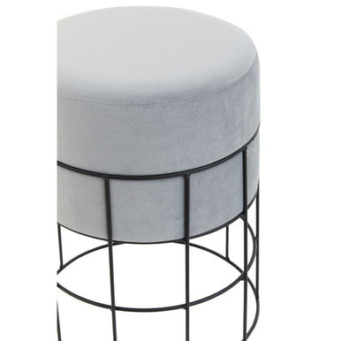 Cage Frame Velvet Stool | Hayes